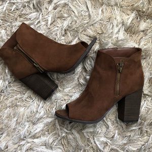 Faux suede booties